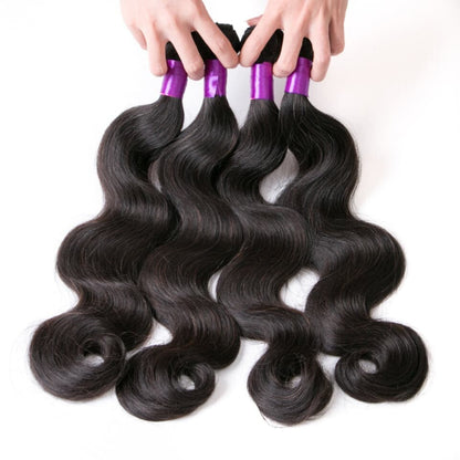 (B1) Body Wave 4 Bundles With 4X4 Transparent Lace Closure