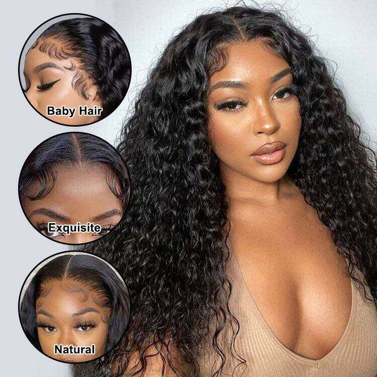 4x4 HD Transparent Lace Closure Wigs Water Wave Wig
