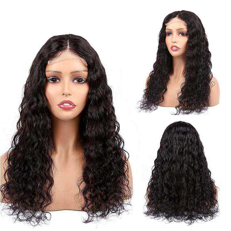 4x4 HD Transparent Lace Closure Wigs Water Wave Wig