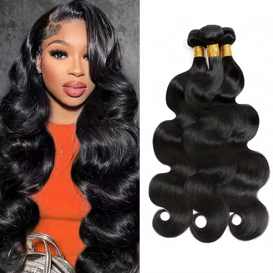 (B1) Body Wave Bundles Human Hair 3 Bundles Natural Black Color Virgin Weave Bundles Hair Extensions