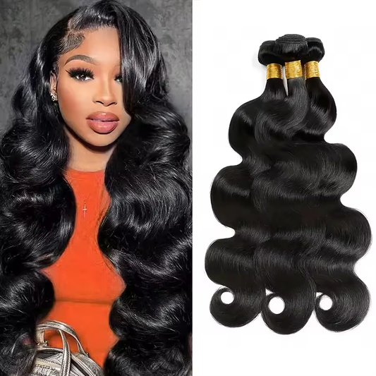 (B1) Body Wave Bundles Human Hair 3 Bundles Natural Black Color Virgin Weave Bundles Hair Extensions