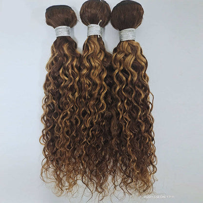 Highlight P4/27 Water Wave 3 Bundles With 4X4 Transparent Lace Closure
