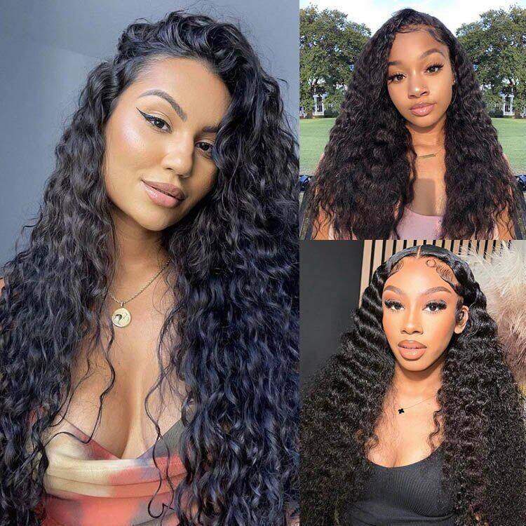 13x4 HD Transparent Lace Frontal Water Wave Wigs with Baby Hair