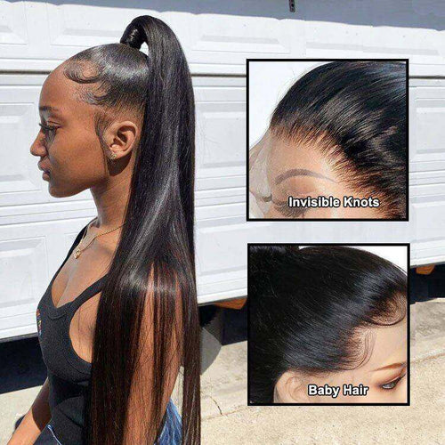 360 Hd Transparent Lace Front Straight Wigs with Baby Hair in Natural Color
