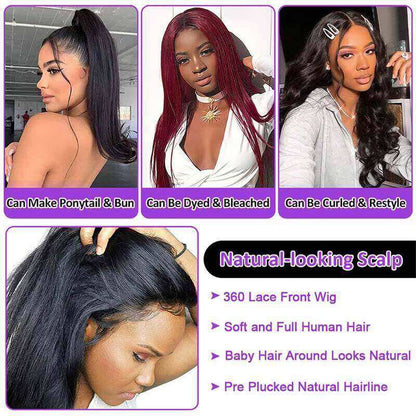 360 Hd Transparent Lace Front Straight Wigs with Baby Hair in Natural Color