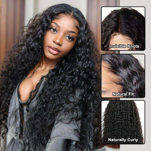 4x4 HD Transparent Lace Closure Wigs Water Wave Wig
