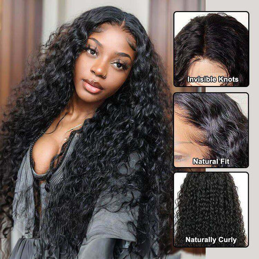 4x4 HD Transparent Lace Closure Wigs Water Wave Wig