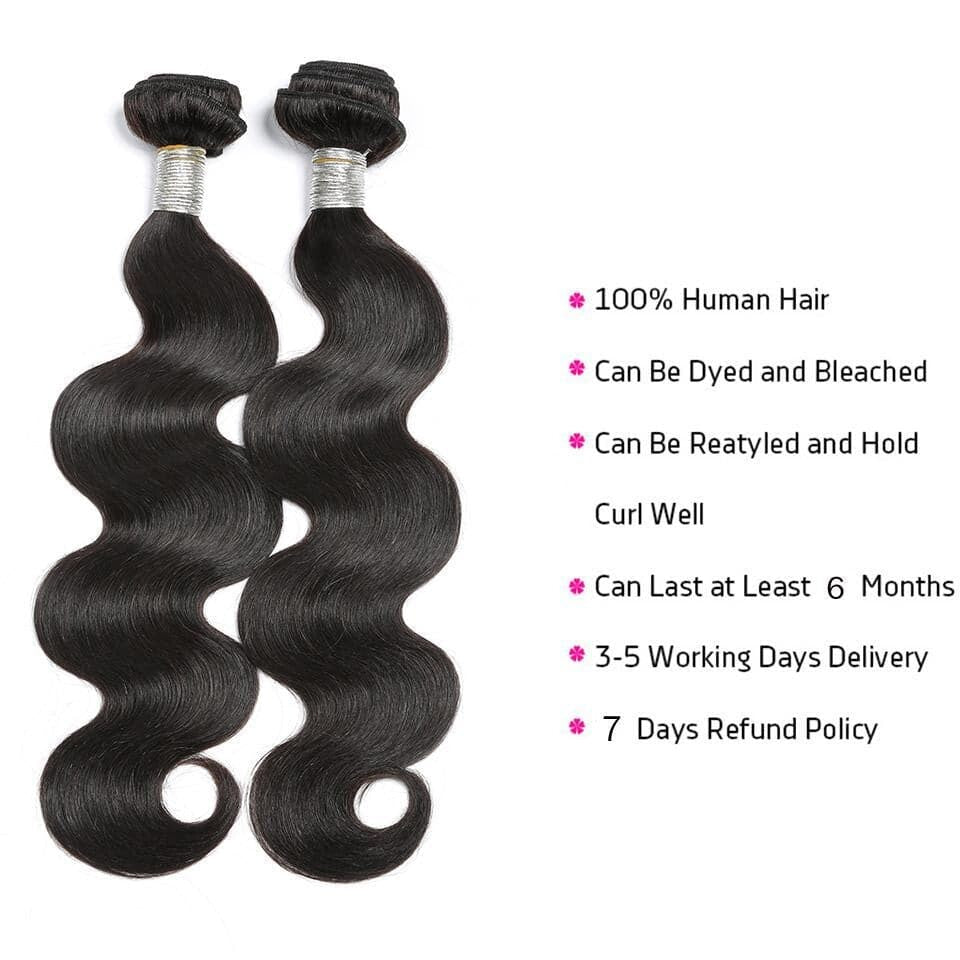 Body Wave Virgin Hair 3 Bundles with 4X4 Lace Closure