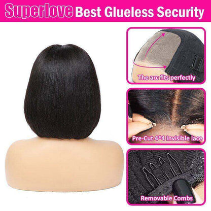 Glueless Max-cap Superlove Wear Go Pre-Cut 10 inch Straight Hair BOB Wig
