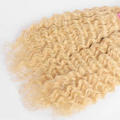 613 Blonde Water Wave 3 Bundles human hair 10A Weave Natural Color
