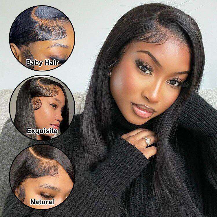 Glueless 13x4 HD Transparent Lace Frontal Straight Wigs For Women