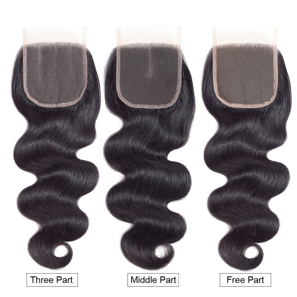 (B1) Body Wave 4 Bundles With 4X4 Transparent Lace Closure