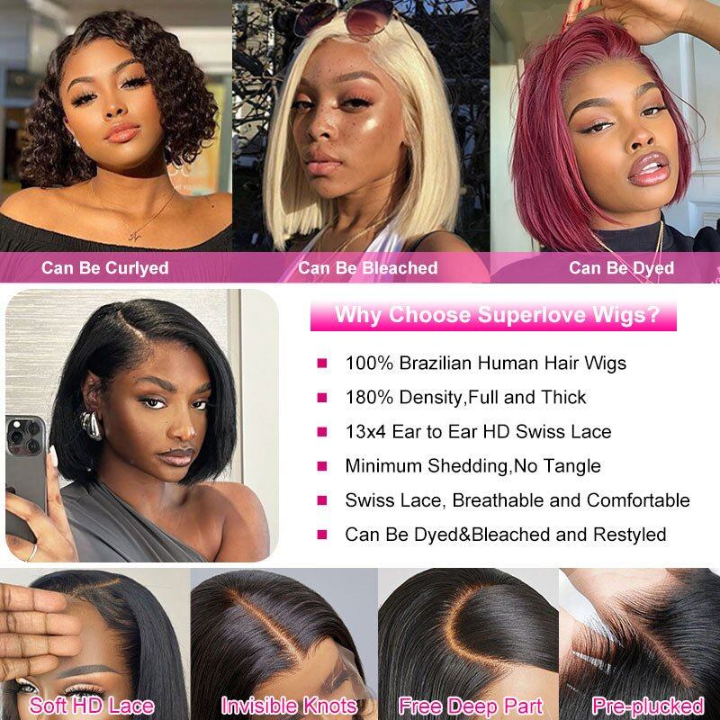 Lightning Deal 13x4 Full Frontal Straight Bob Wig