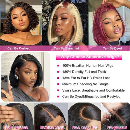 Lightning Deal 13x4 Full Frontal Straight Bob Wig