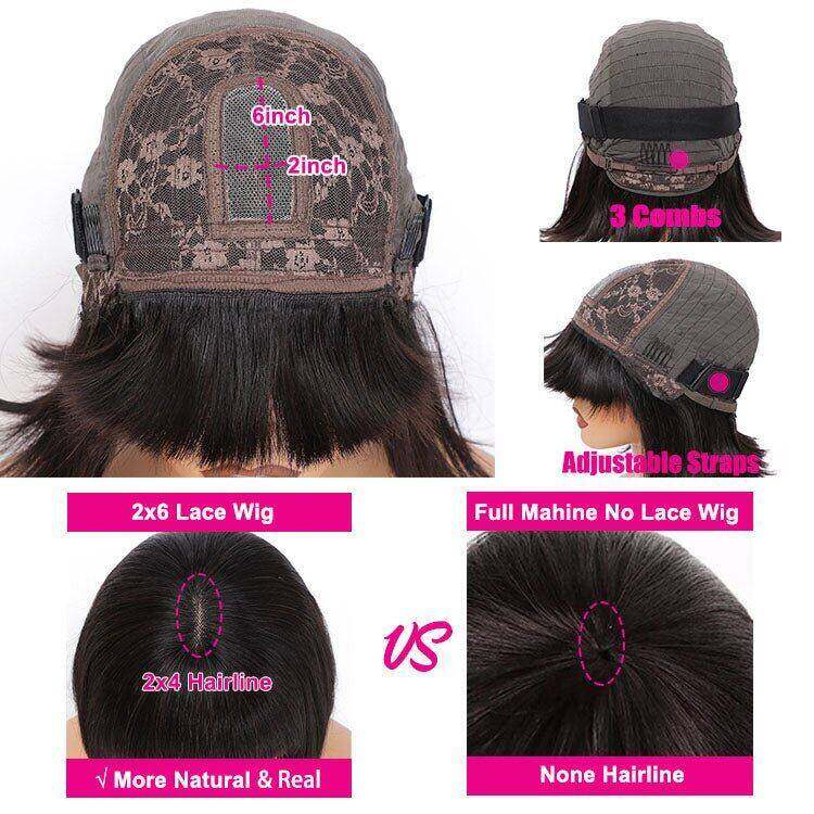Worth Having- Superlove Glueless Mini Hd Lace Breathable Cap Silk Straight Bob Wig Human Hair with Bangs