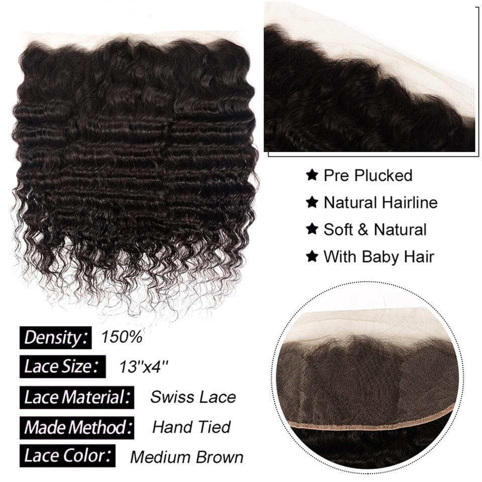 Loose Deep Wave 3 Bundles with 4x4 Closure / 13x4 Frontal 100% Human Hair extension