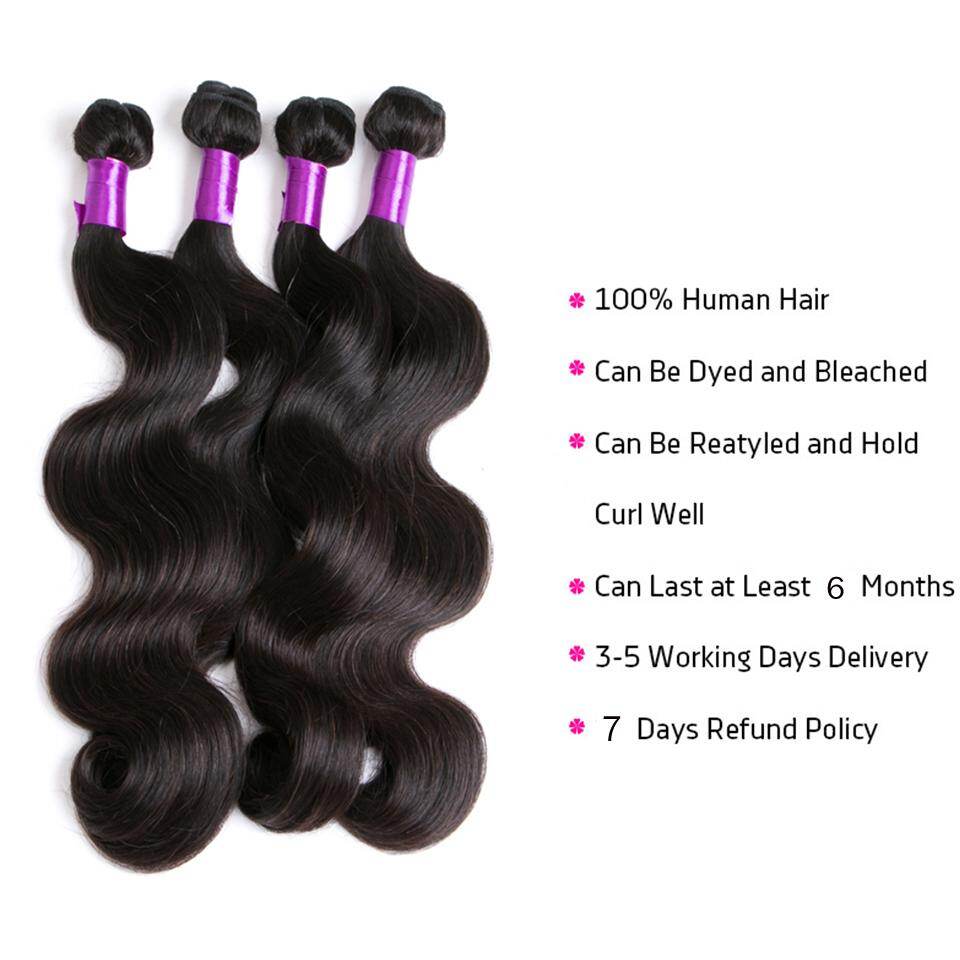 4 Bundles Body Wave Virgin Human Hair Extension 8-40 inches