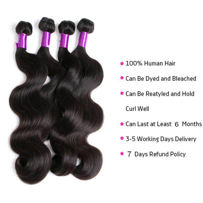 4 Bundles Body Wave Virgin Human Hair Extension 8-40 inches