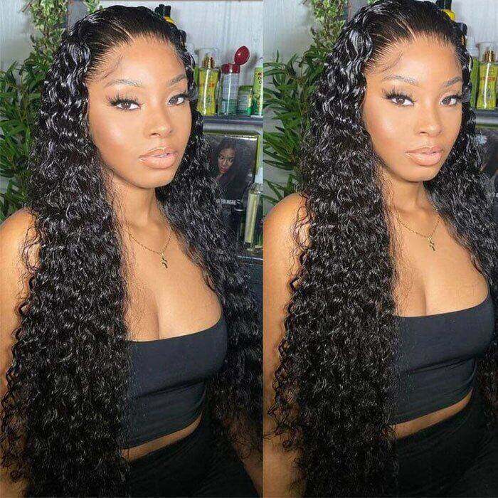 Glueless 13x4 Transparent Water Wave Frontal Wig with Baby Hair