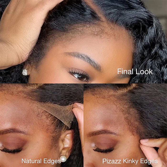 4C Edge Kinky Straight 360 HD Invisible Lace Frontal Human Hair Wig With Super Natural Hairline