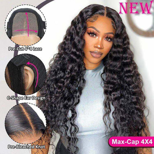 Glueless Max-cap Superlove Wear Go Pre-Cut 20 inch Water Wave Human Hair Wig