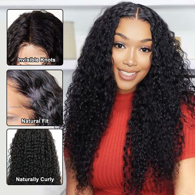 Glueless 4X4 Lace Curly Wig Human Hair Wigs