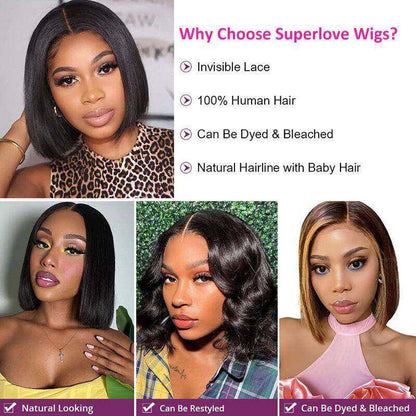 Lightning Deal 4x4 Lace Closure Bob Straight Wig