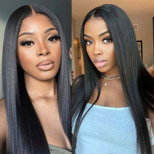 Glueless Straight Human Hair 5x5 Lace Closure Wigs Pre Plucked with Baby Hair
