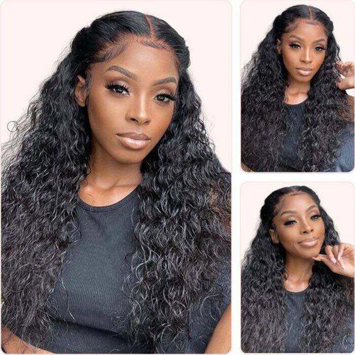 Glueless 13x4 Transparent Water Wave Frontal Wig with Baby Hair