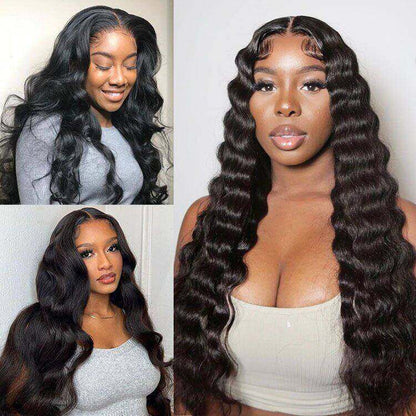 4x4 Body Wave Remy Hair Wigs Natural Black With Baby Hair