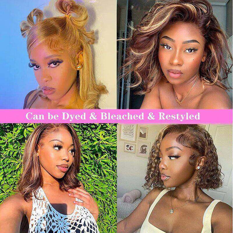 Lightning Deal 13x4 Lace Frontal Honey Blonde Ombre Highlight Bob wig