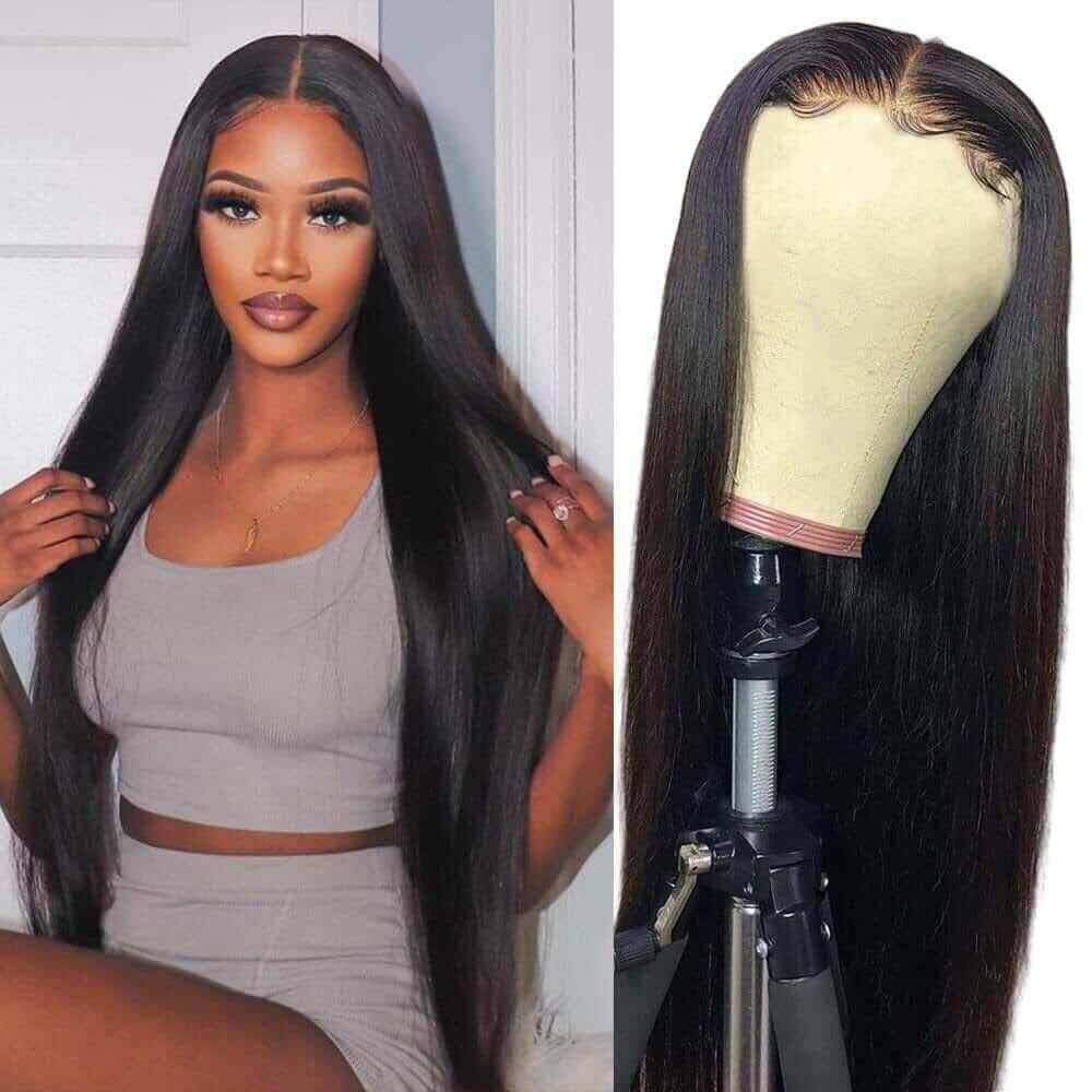 4x4 Lace Closure Wig Glueless Straight with Baby Hair For Women
