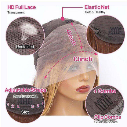 Lightning Deal 13x4 Lace Frontal Honey Blonde Ombre Highlight Bob wig