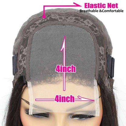 Glueless 4x4 Transparent Lace Closure Body Wave Wigs 100% Human Hair