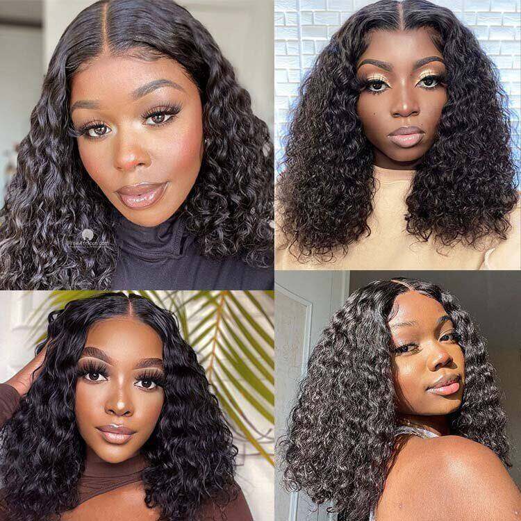 Water Wave Bob Wig 4x4 Lace Closure Human Hair Wigs