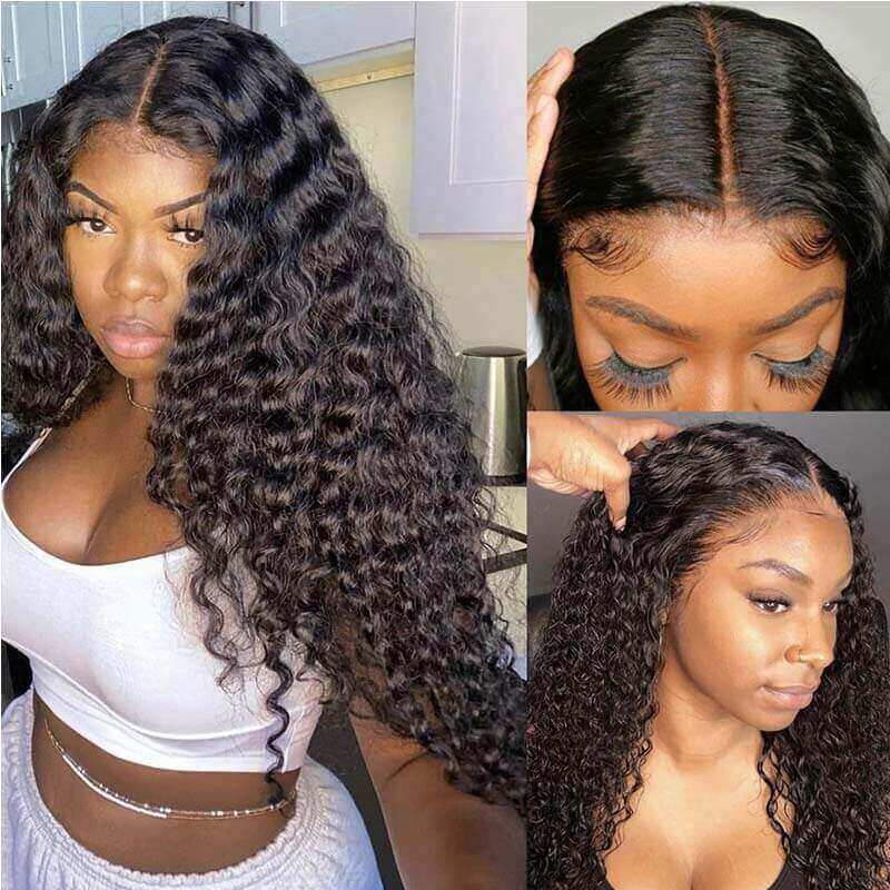 4x4 Lace Closure Wigs Water Wave Wig Pre Plucked with Baby Hair