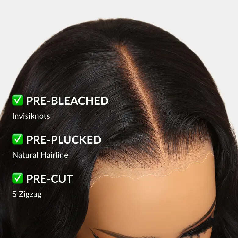 Body Wave 13x6 Lace Frontal Wig Human Hair Pre Plucked Pre Bleached 180% Density Beginner Friendly