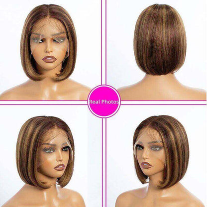 Lightning Deal 13x4 Lace Frontal Honey Blonde Ombre Highlight Bob wig