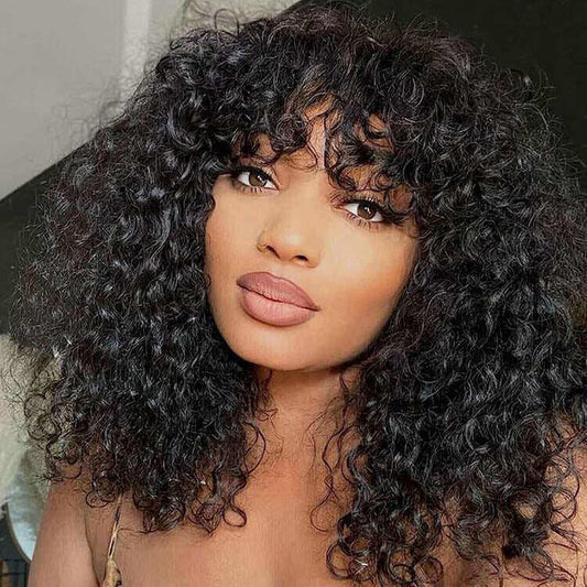 Readytogo Glueless Water Wave Short Bob Wig with Bangs Brazilian Virgin Human Hair