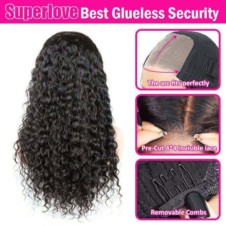 Glueless Max-cap Superlove Wear Go Pre-Cut 20 inch Water Wave Human Hair Wig