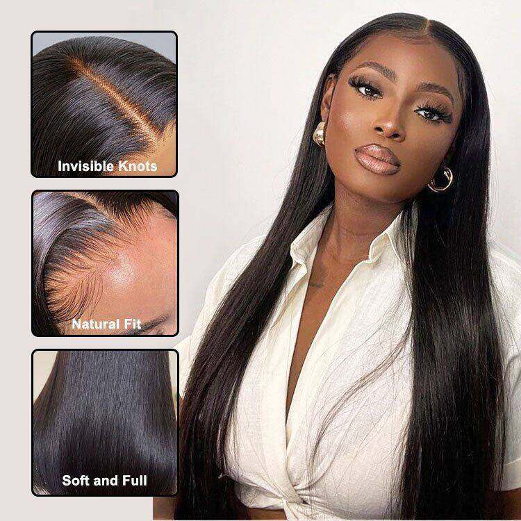 4x4 Lace Closure 20inch Straight Natural Black Wig