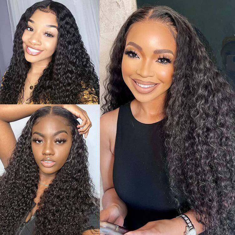 4x4 HD Transparent Lace Closure Wigs Water Wave Wig