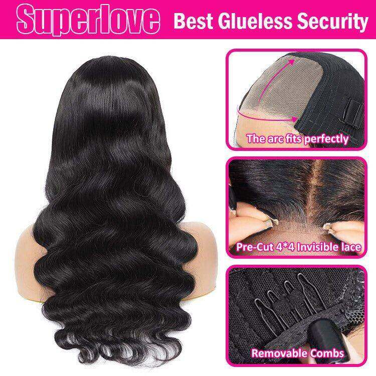Glueless Max-cap Superlove Wear Go Pre-Cut 20 inch Body Wave Human Hair Wig