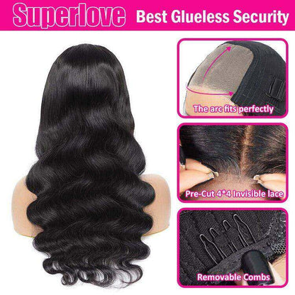 Glueless Max-cap Superlove Wear Go Pre-Cut 20 inch Body Wave Human Hair Wig