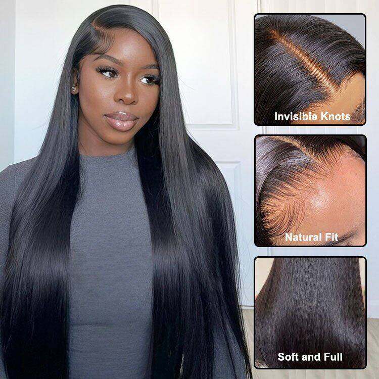 Glueless 13x4 HD Transparent Lace Frontal Straight Wigs For Women