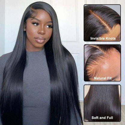 Glueless 13x4 HD Transparent Lace Frontal Straight Wigs For Women