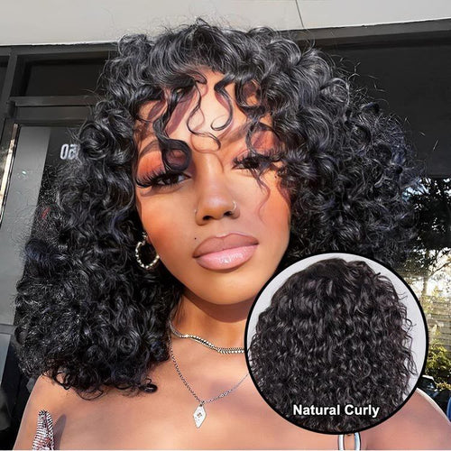Superlove Readytogo Glueless Water wave Short Bob Wig with Bangs