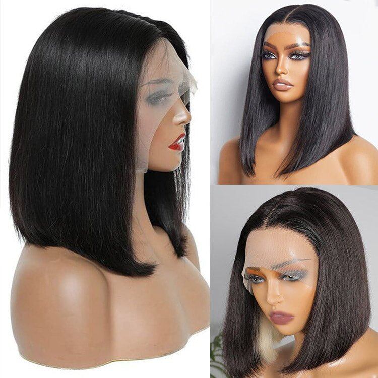 Straight Bob 13x1 Lace Frontal Wig Natural Black Hair