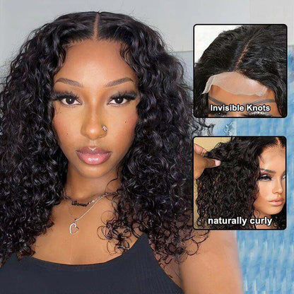 Water Wave Bob Wig 4x4 Lace Closure Human Hair Wigs