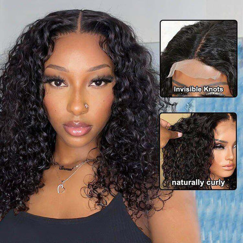 Water Wave Bob Wig 4x4 Lace Closure Human Hair Wigs
